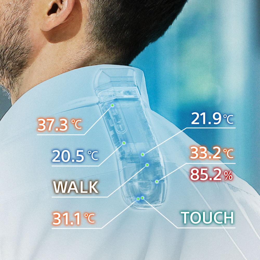 REON POCKET PRO SMART COOLモードで本体搭載の複数センサーが冷却温度を自動調整するイメージ